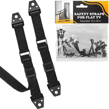TV Safety Straps for Flat Screen, Anti-Tip, Adjustable 19 to 39 In