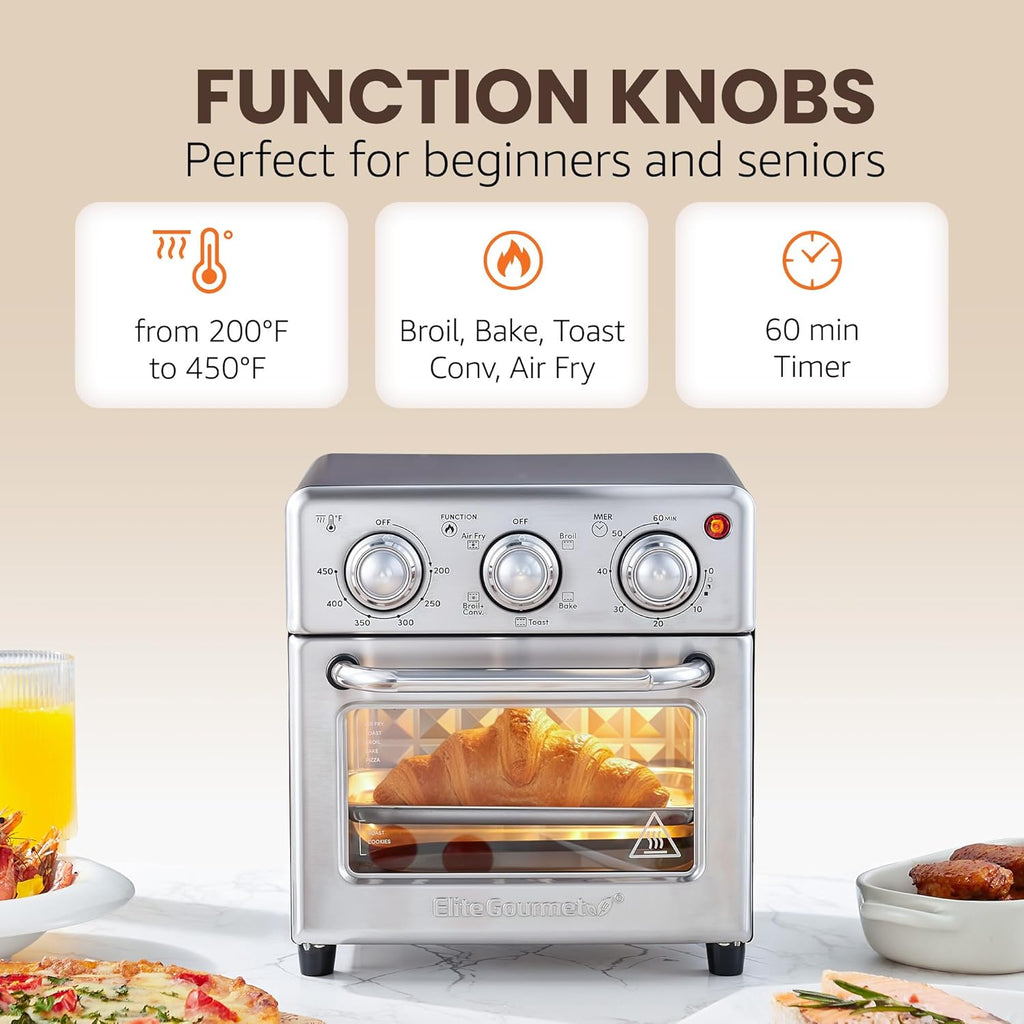 Compact 8.5Qt Air Fryer Oven - Mini Countertop Air Fryer with Adjustable Time & Temperature Controls, 800W, Includes