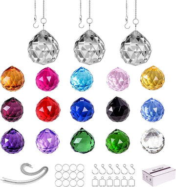 Mixed Colorful Crystal Ball Prism with Drilled Hole Sunshine Catcher Rainbow Pendants Maker