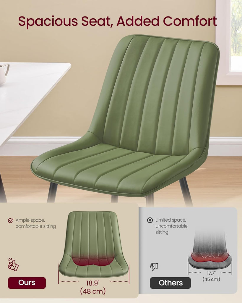 Dining Chairs Set of 2, Upholstered Kitchen Chairs, Synthetic Leather, Max. Load 264 lb, Steel Legs, Curved Backrest