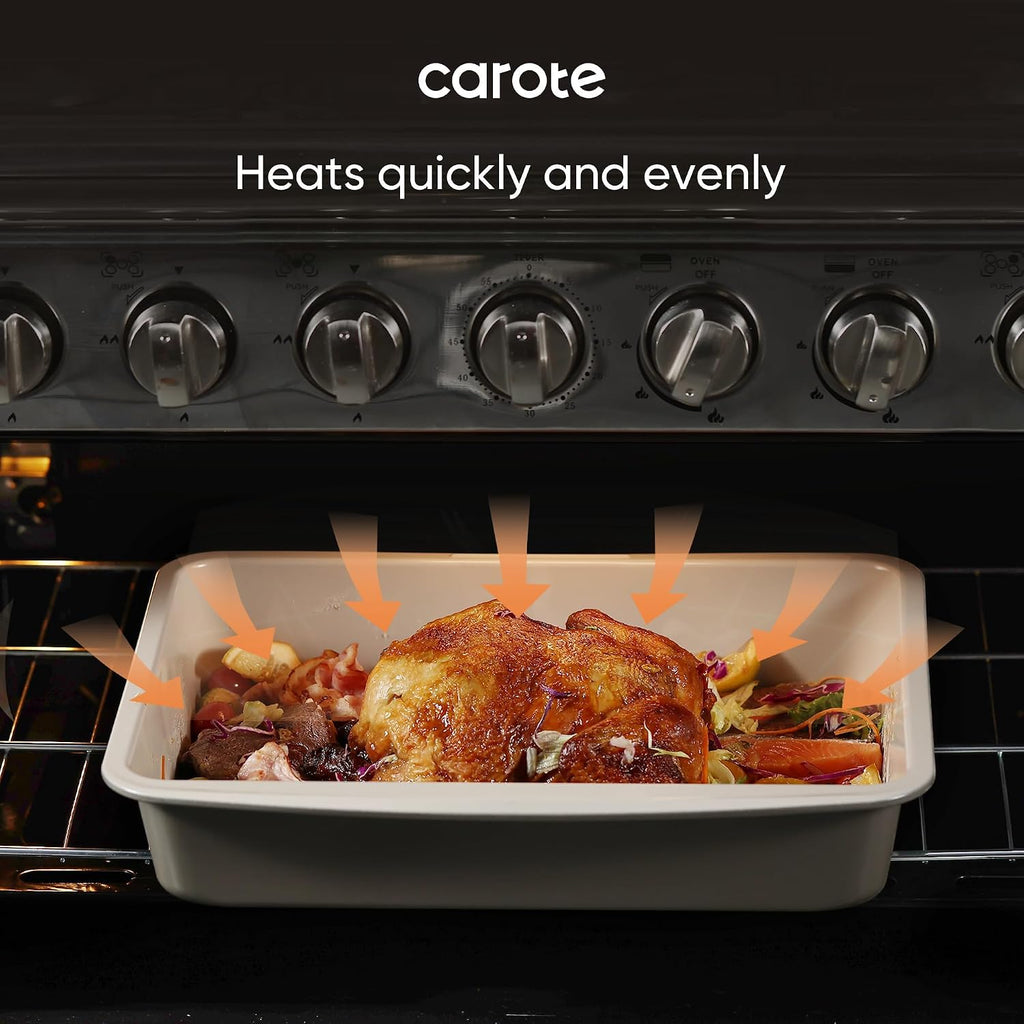 7-Piece Pans Set, Nonstick Bakeware Sets, Gray & Khaki | Cookie Sheets, Muffin, Bread, Cake, Loaf, Roasting Pan