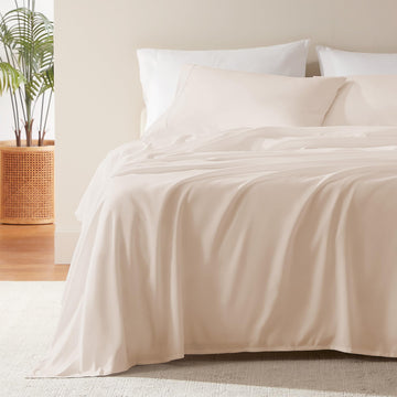 Nanotex Super Soft Cooling King Bed Sheets Set 4 Piece - Easy Care Fitted Flat Sheet & Pillowcase Sets - Wrinkle