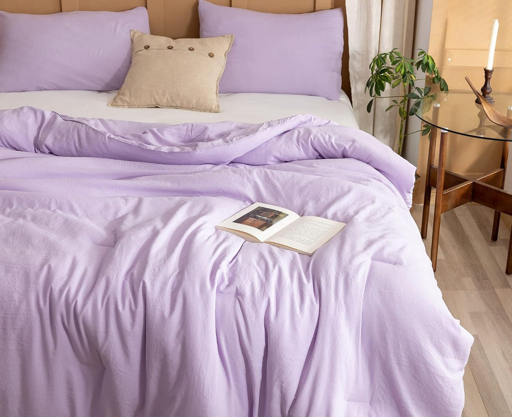 Comforter Sets for Girls Boys Teens Lavender, 3pcs (1 Boho Comforter & 2 Pillowcases) Lightweight Kids Comforter