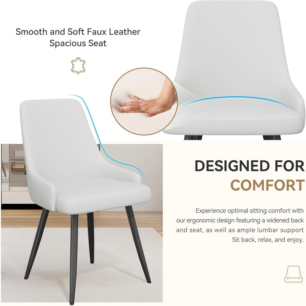Modern Dining Chairs Set of 2, Spacious Dining Room Chairs with Thick Cushion