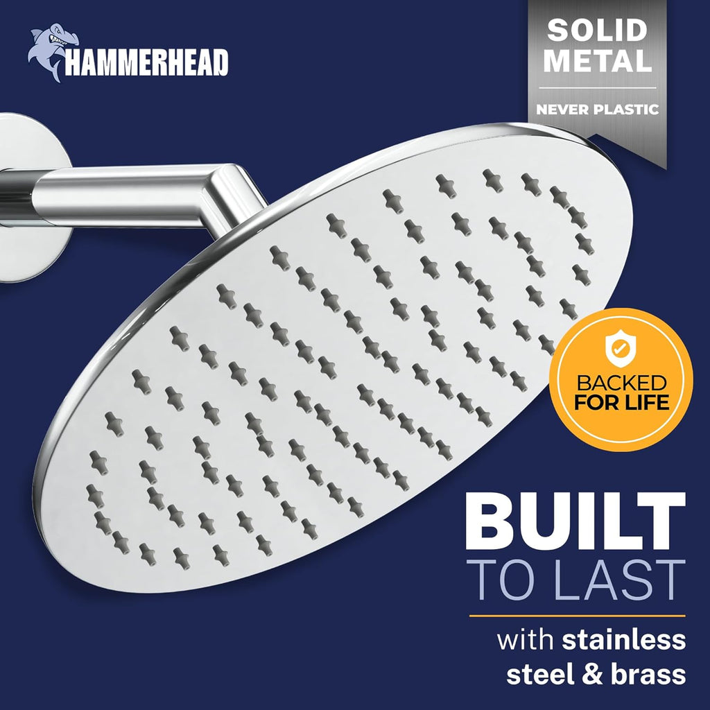 Solid Metal 8 Inch Rainfall Shower Head - CHROME - Shower Head Rainfall
