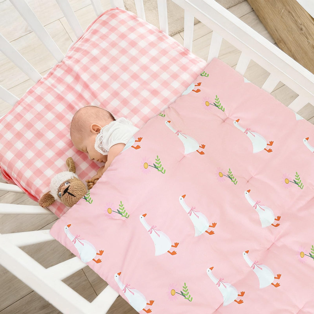 4 Pc Goose Crib Bedding Set Skirt Blanket Sheet Baby Stacker