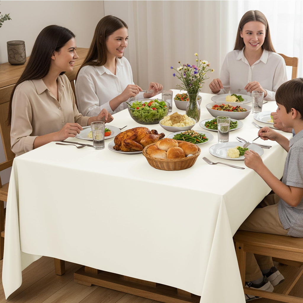 10-Pack Ivory Tablecloths for Rectangle Tables, 60 x 84 Inches