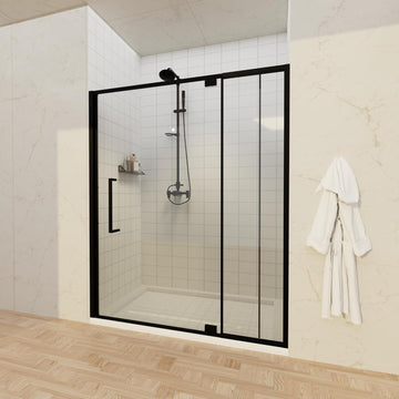 56-60" W x 72" H Pivot Shower Doors, Semi-Frameless Swing Water Repellent Glass Shower Doors with 1/4" (6mm) Clear