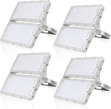 4 Packs 200W LED Flood Lights Outdoor, Waterproof IP66 20000LM 6500K Daylight White Security Floodlights, Super