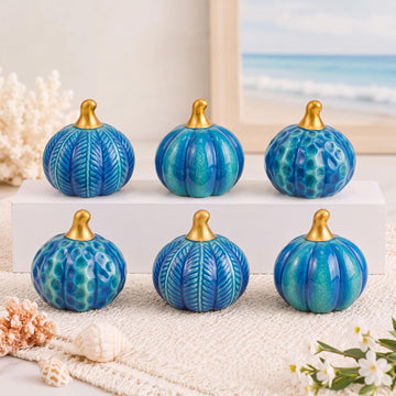 6 Pcs Coastal Ceramic Pumpkins Fall Table Centerpieces
