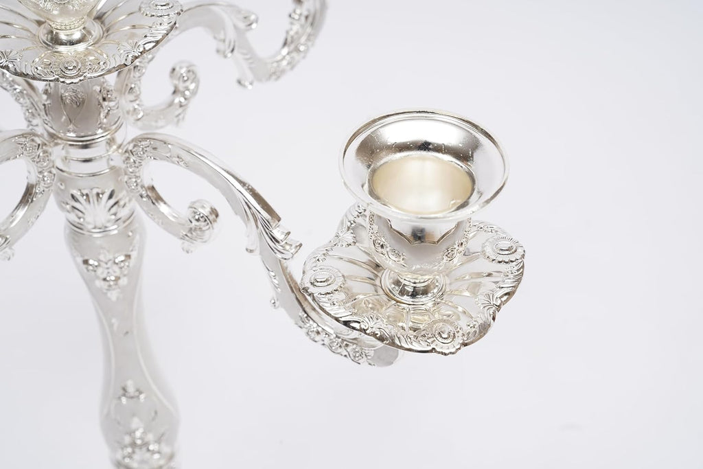 5 Arm Metal Palace Candelabra,14.5 Inch Vintage Candle Holder for Tables,Tall Candelabra Candle Standarty Events(not