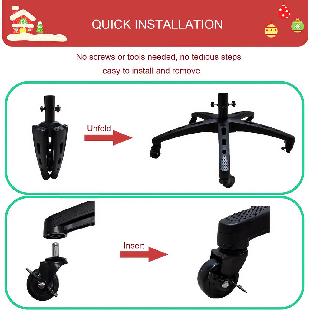 Heavy Duty Rolling Christmas Tree Stand with Wheels for 9FT Artificial Tree