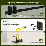Bifold Barn Door 48'' x 84'',Bi-Fold Sliding Closet Doors with Hardware Kit Included,56'' Track Kit 