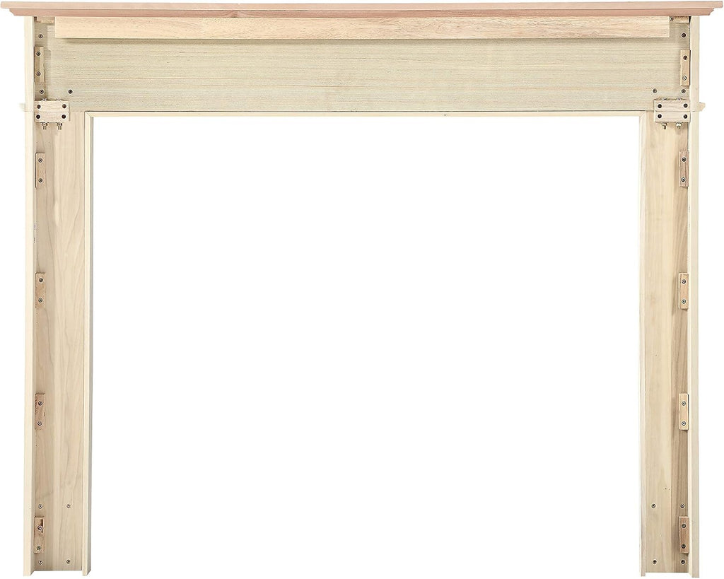 Easy Slim Profiled Transitional Styled Wood Mantel Surround, 50" W 42" H, Unfinished