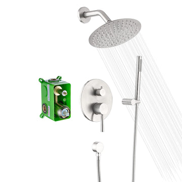 Wall Mounted Rainfall Shower System Brushed Nickel