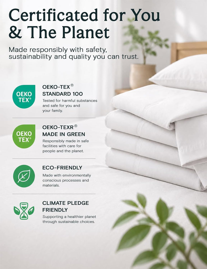 Sheet Set, Bed Sheets 4PC, Deep Pocket Cooling Bed Sheets, Soft Hotel Luxury Bedding for Mattress Wrinkle
