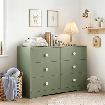 Baby Dresser Bedroom, 6 Drawer Organizer for Closet(Green)
