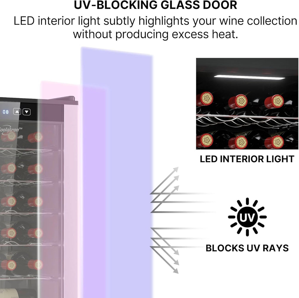 24 Bottle Wine Fridge - Freestanding Wine Cooler with Glass Door, 2.4 cu. ft (68