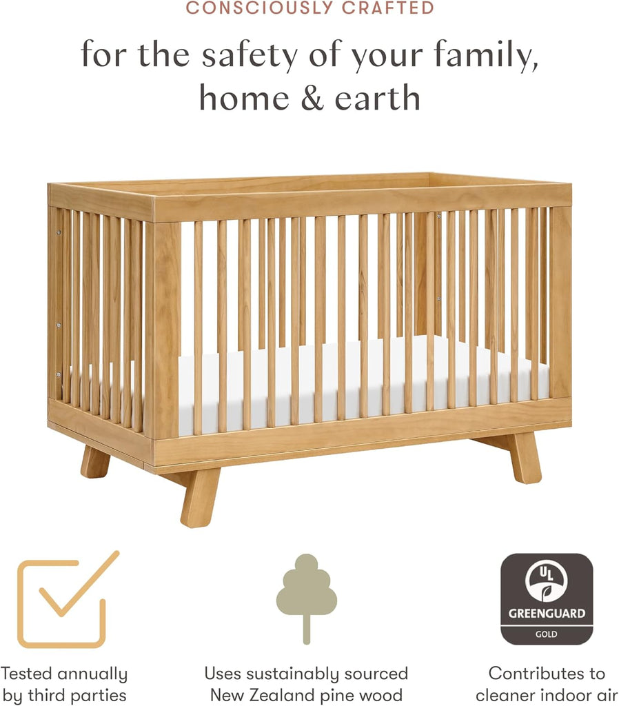Hudson 3-in-1 Convertible Baby Crib, Honey