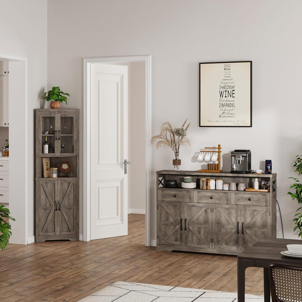 51" Farmhouse Buffet Sideboard with Storage, Kitchen Pantry Cabinet