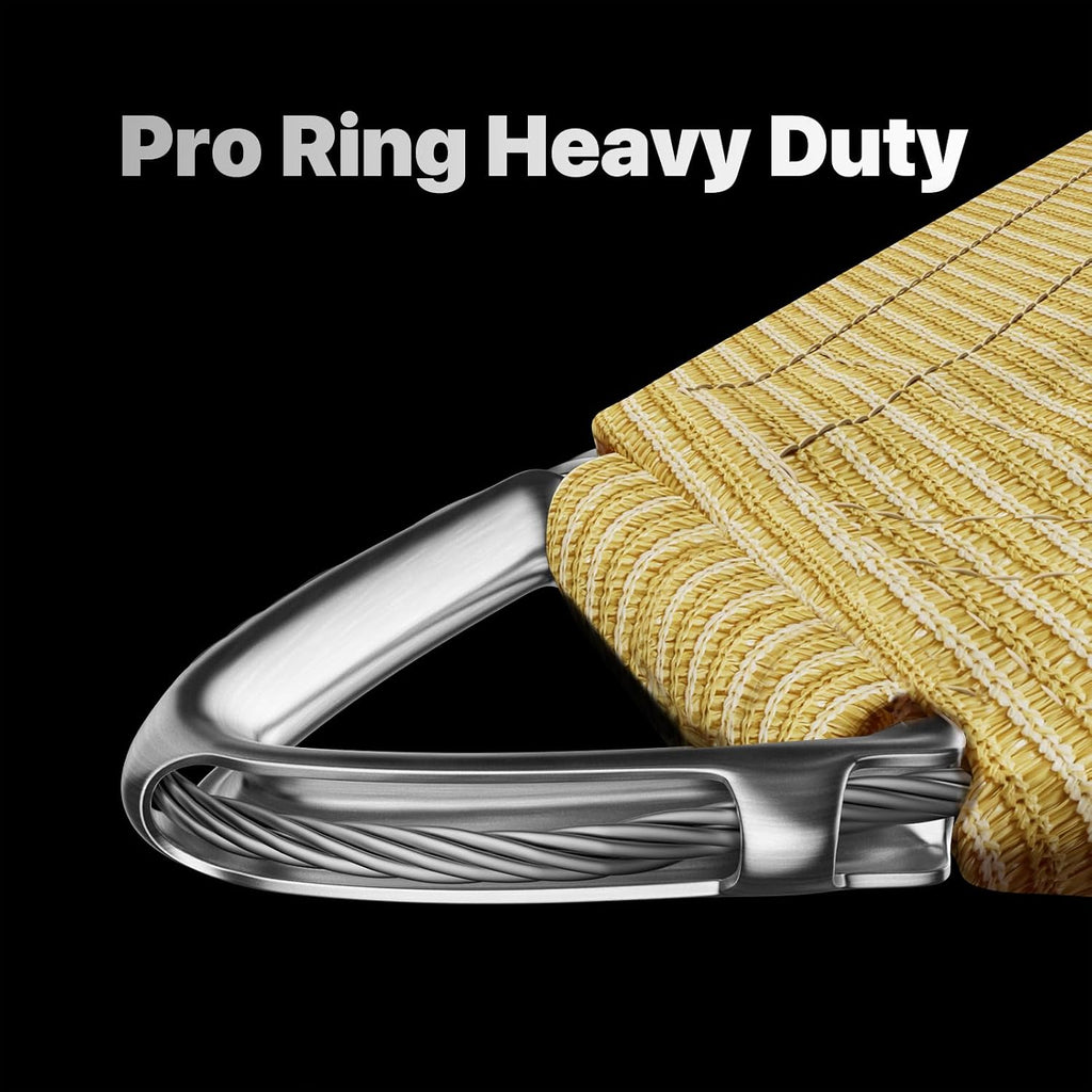Heavy Duty 12' x 12' x 12' Beige Sun Shade Triangle Pro Ring Shade Sail, 260 GSM Commercial Grade UPF50 Sunshade