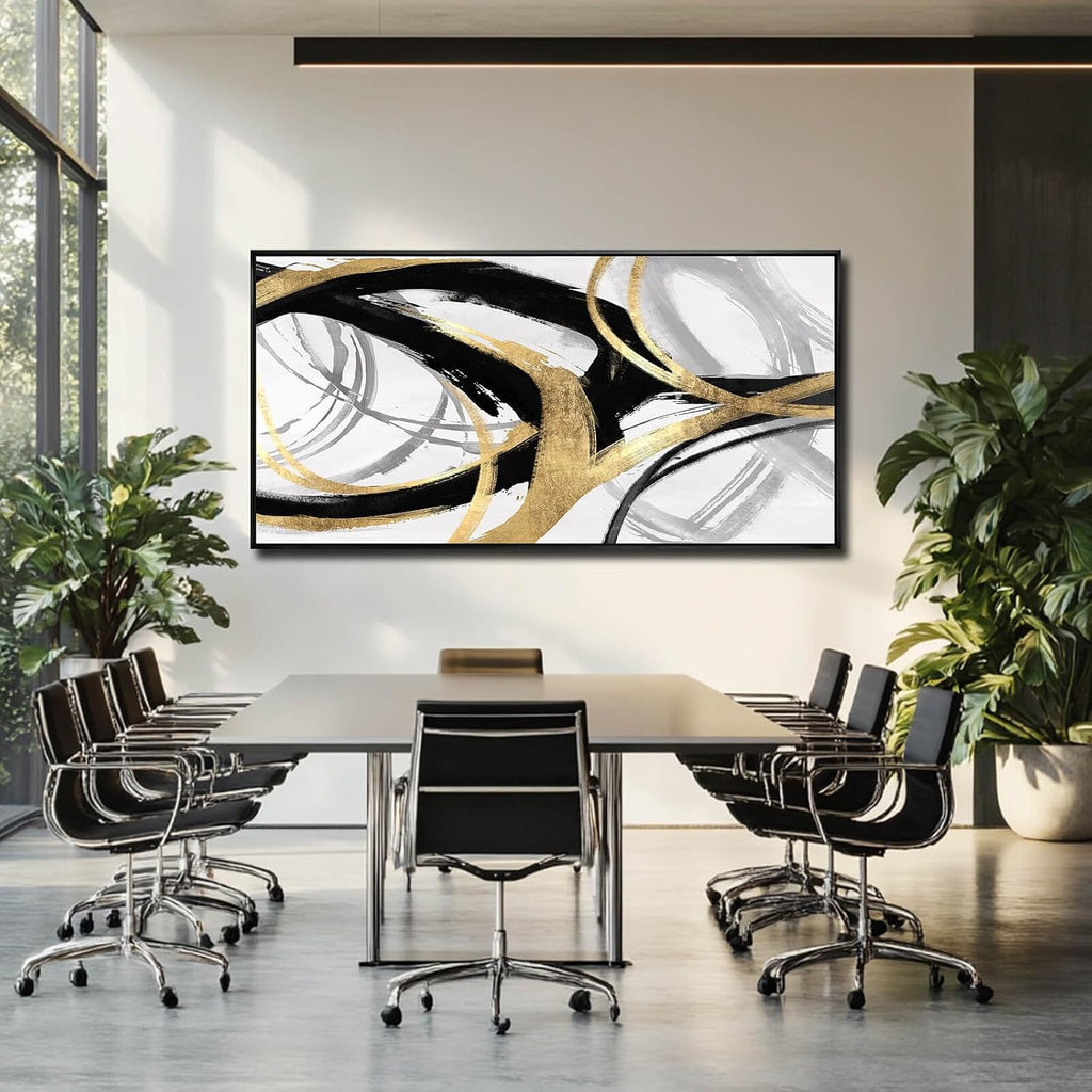 Large Canvas Wall Art Room Decor Framed Wall Art Abstract Line Paintings Home Decoration for Living Bedroom Office
