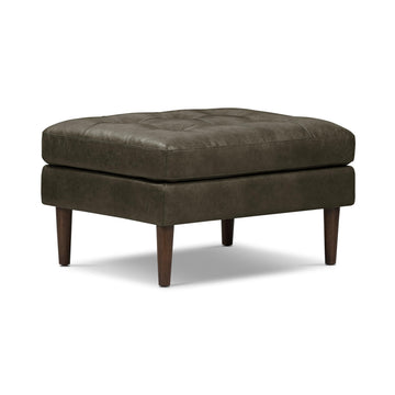 Napa Ottoman - Full-Grain Leather Upholstered Ottoman with Feather-Down Topper - Couch - Vintage Italian Leather in