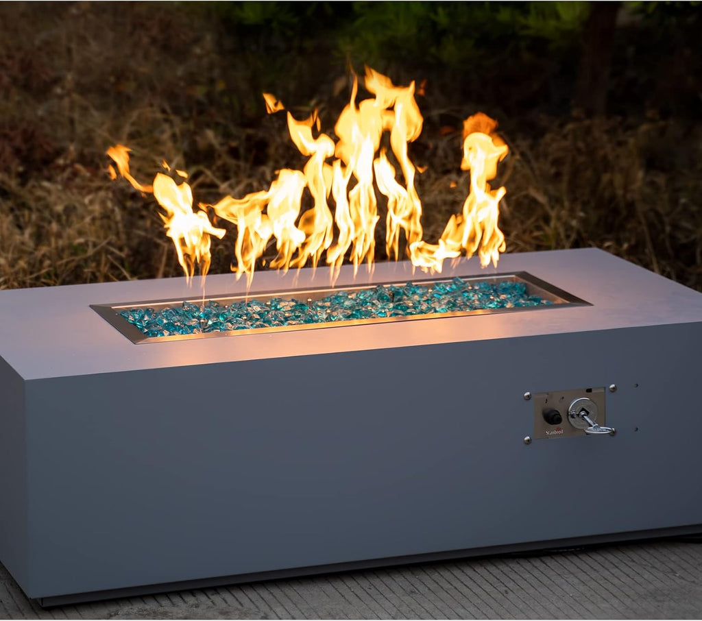 48 x 14 Inch Upgrade Rectangle Fire Pit Burner Pan Kit with H-Burner Natural Gas