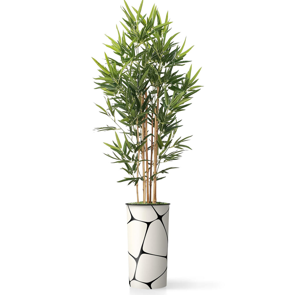 Tree in Geometric Pattern Planter, Fake Bamboo Silk TRE for Indoor and Outdoor Home Decoration - 70" Overall Tall