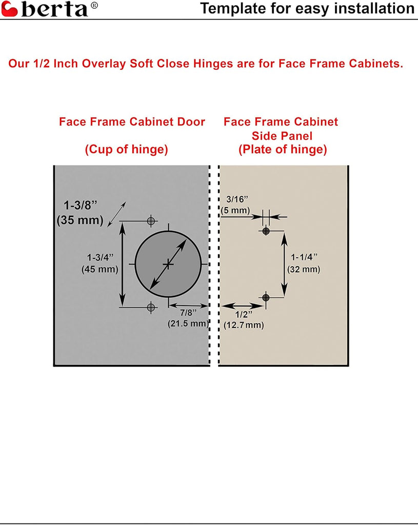 2-Pack, Full Overlay Cabinet Door Hinges,105 Degree Adjustable Concealed Kitchen Cabinet Hinges Soft Close for Face