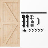 36in x 84in Sliding Barn Door with 6.6FT Barn Door Hardware Kit & Handle Included,Solid Spruce Wood 