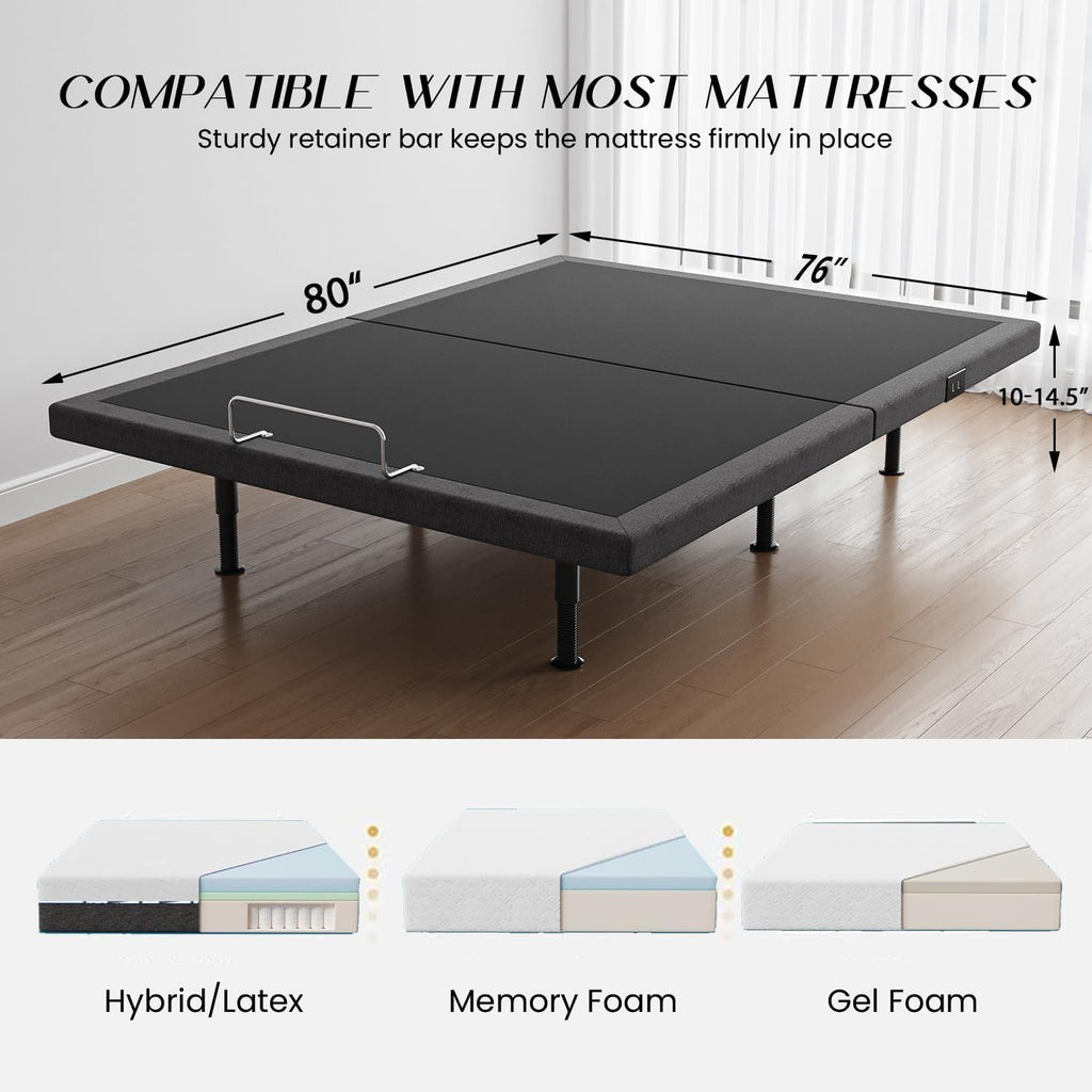 King Size Adjustable Bed Frame - Elderly & Senior Friendly, Zero Gravity, Head/Foot Adjustment, Enhanced