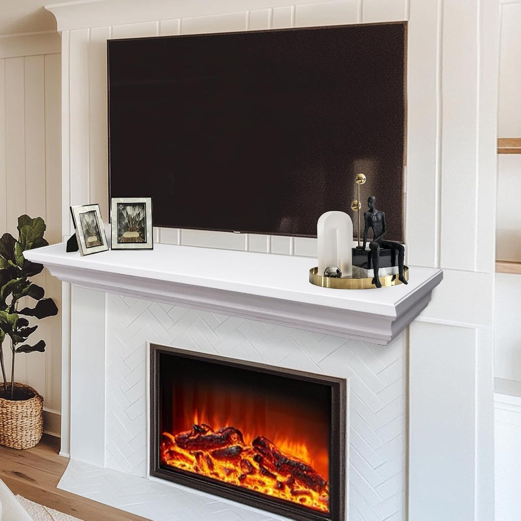 Rustic Shelf, 54" Wooden Floating Shelf for Over Fireplace, Wall Mounted Fire Place Mantel, Farmhouse Hanging