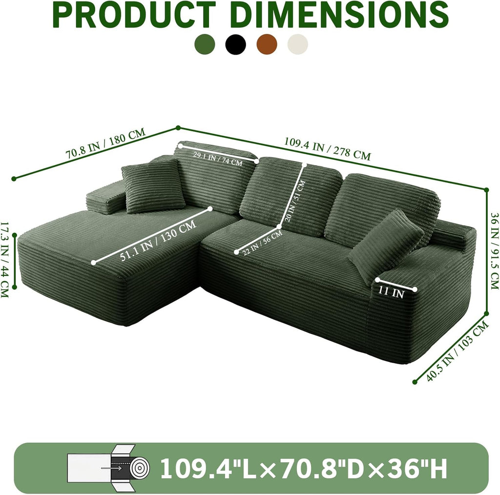 109.4” Modular Sectional Sofa, Convertible Sofa Bed, No Assembly Required Cloud Couch with Deep Seat