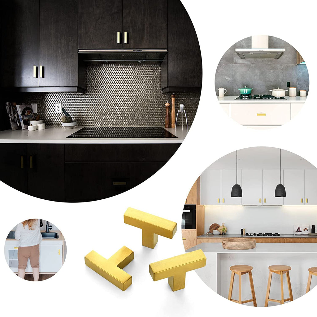 30 Pack Gold Square Bar Cabinet Knobs 2 Inch Kitchen Handles