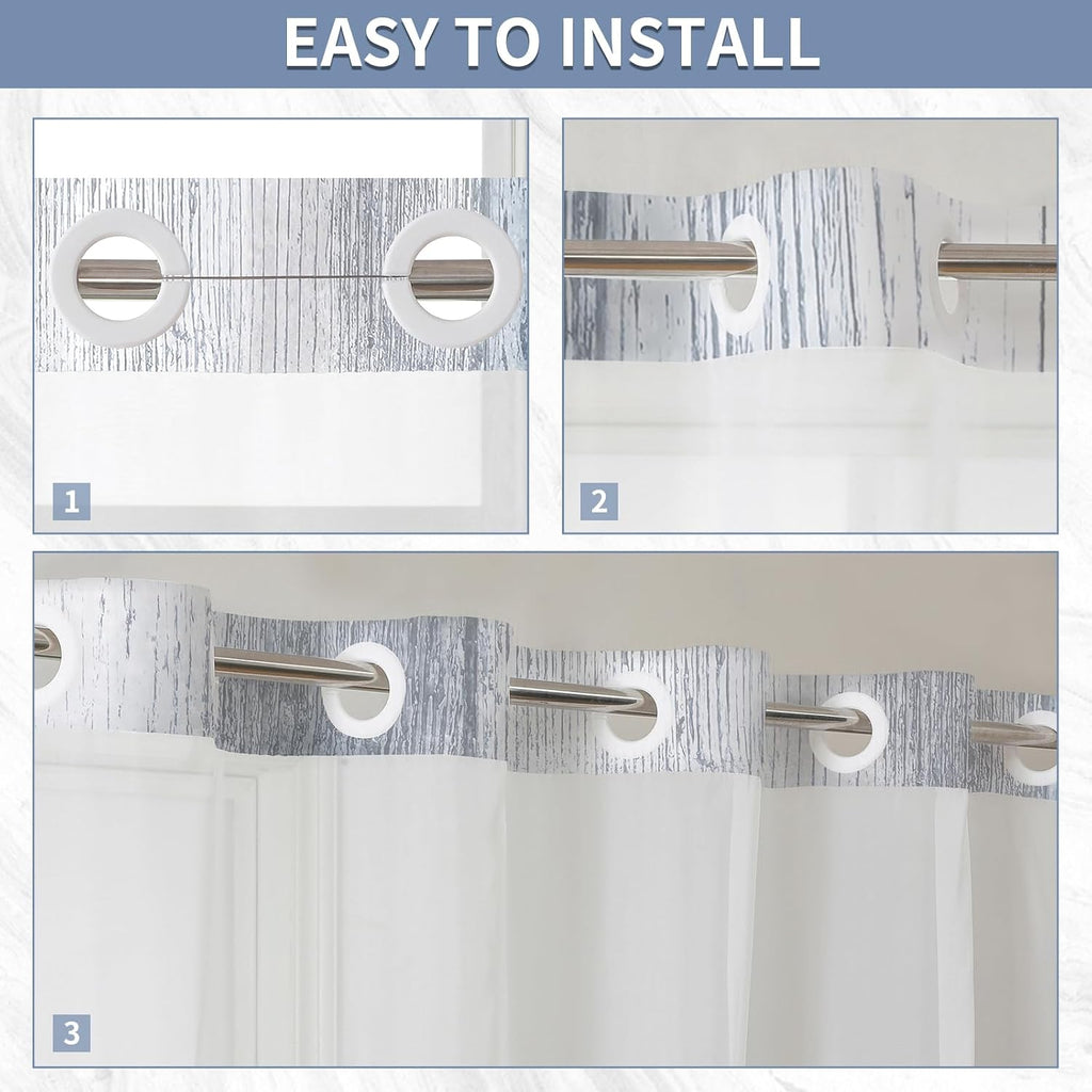Hookless Shower Curtain with Snap in Liner,Colorful No Hook Shower Curtains ,Shower Curtain and Liner Set