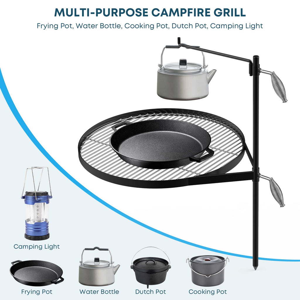 Fire Pit Grill Grate, Swivel Campfire Grill Cooking Grate