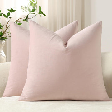 Throw Pillow Covers 20x20 Light Pink: Pack of 2 Cozy Soft Velvet Square Modern Luxury Decorative Throw Pillow Cases