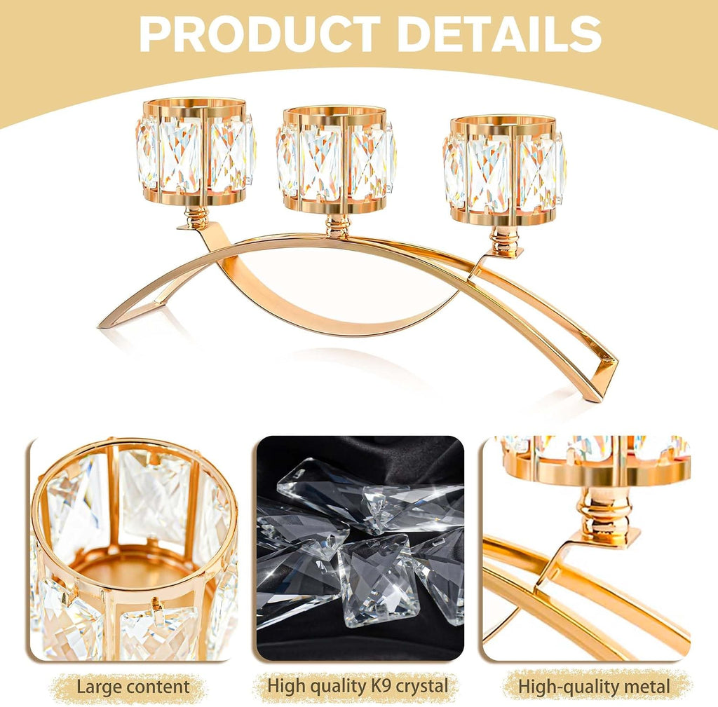 3 Arms Crystal Candle Holders, Arch Candlestick Table Candelabras Centerpieces, Dinning Room, Cabinet Ornaments, Home