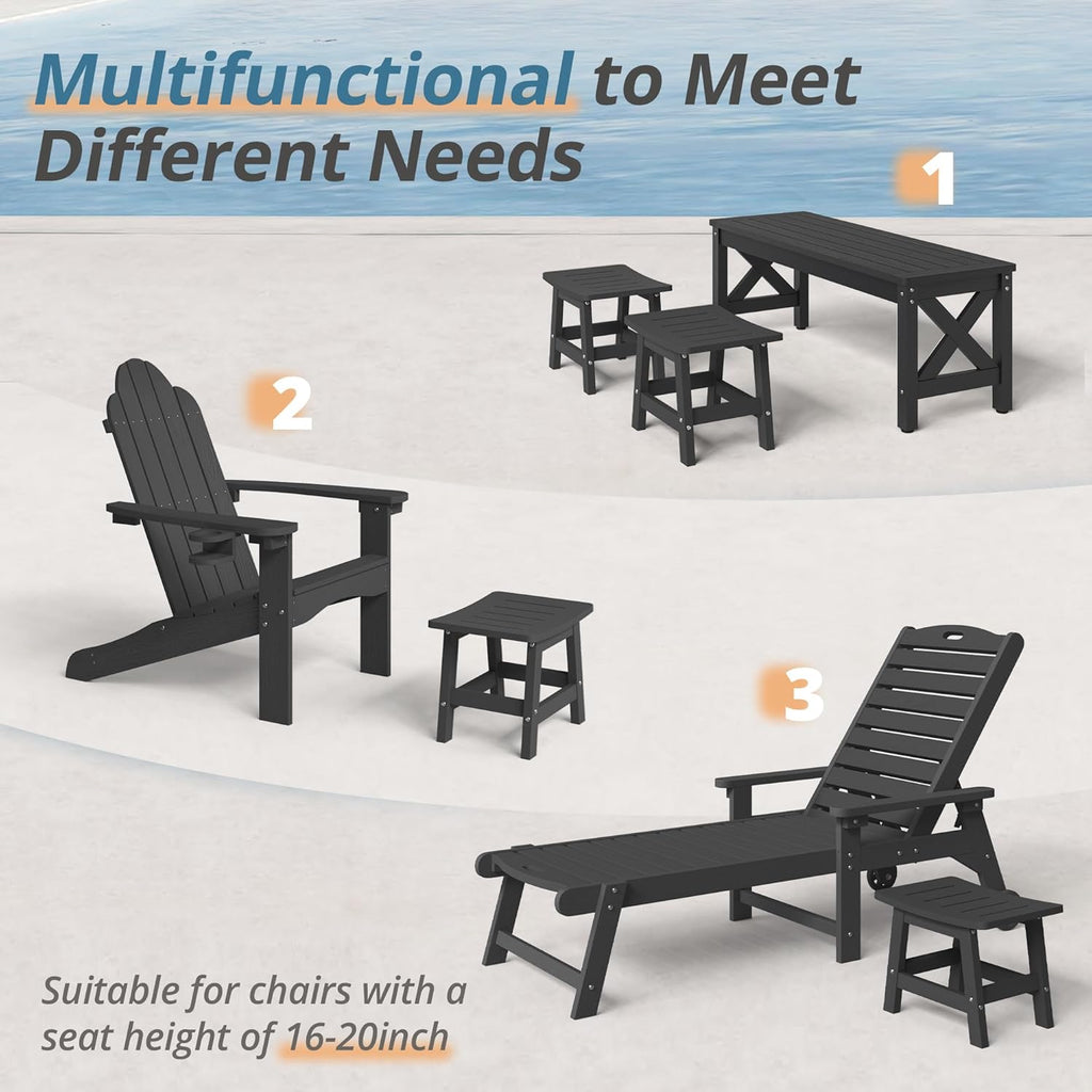 Outdoor Adirondack Ottomans, Footrest Footstool Set of 2, Outdoor Foot Rest , HDPS All Weather Waterproof Footrest