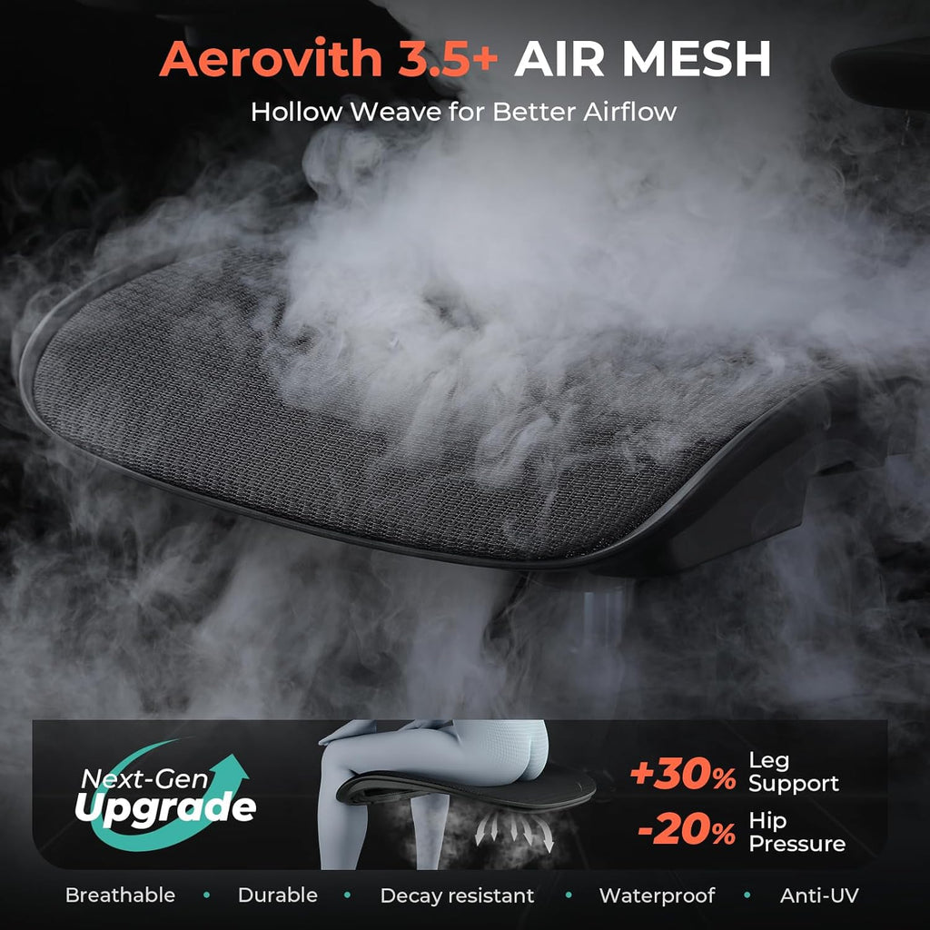 Ergonomic Mesh, Adjustable Lumbar High Back Desk Chair 400lbs, 4D Flip-up Arms, 3-Level Tilt Backrest, 3D Headrest