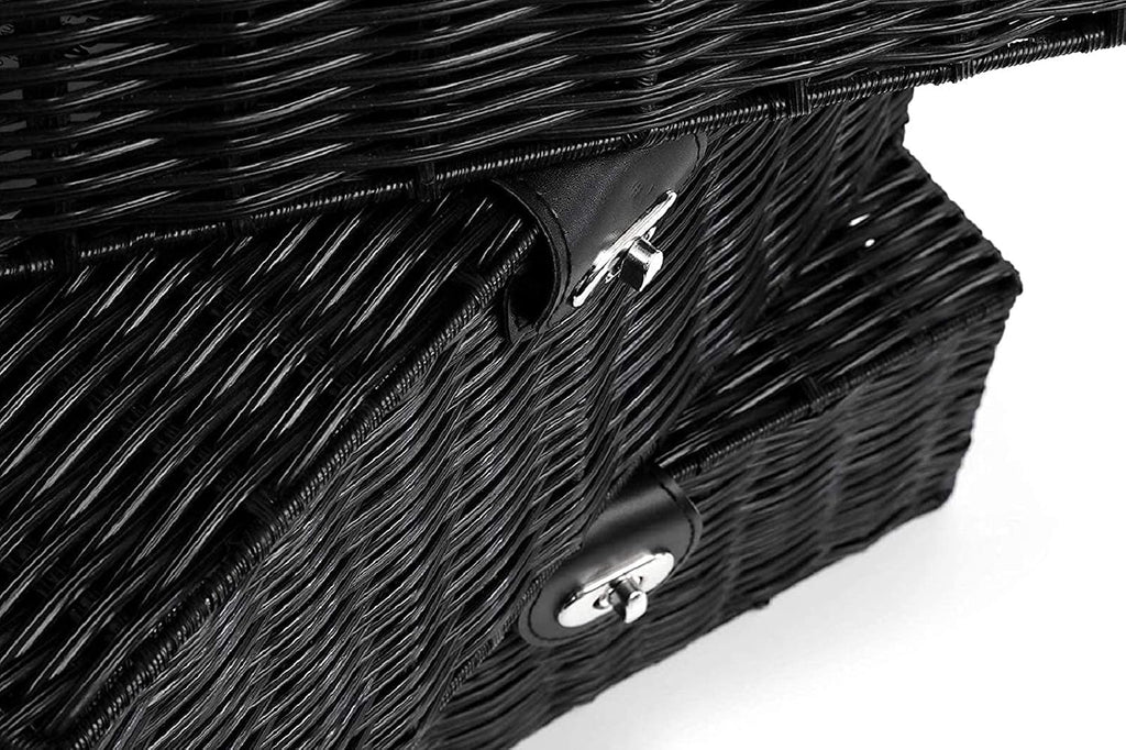 Set of 3 Woven Wicker Storage Basket Box with Lids & Lock, Built-in Carry Handles, Multifunctional Storage Organizer