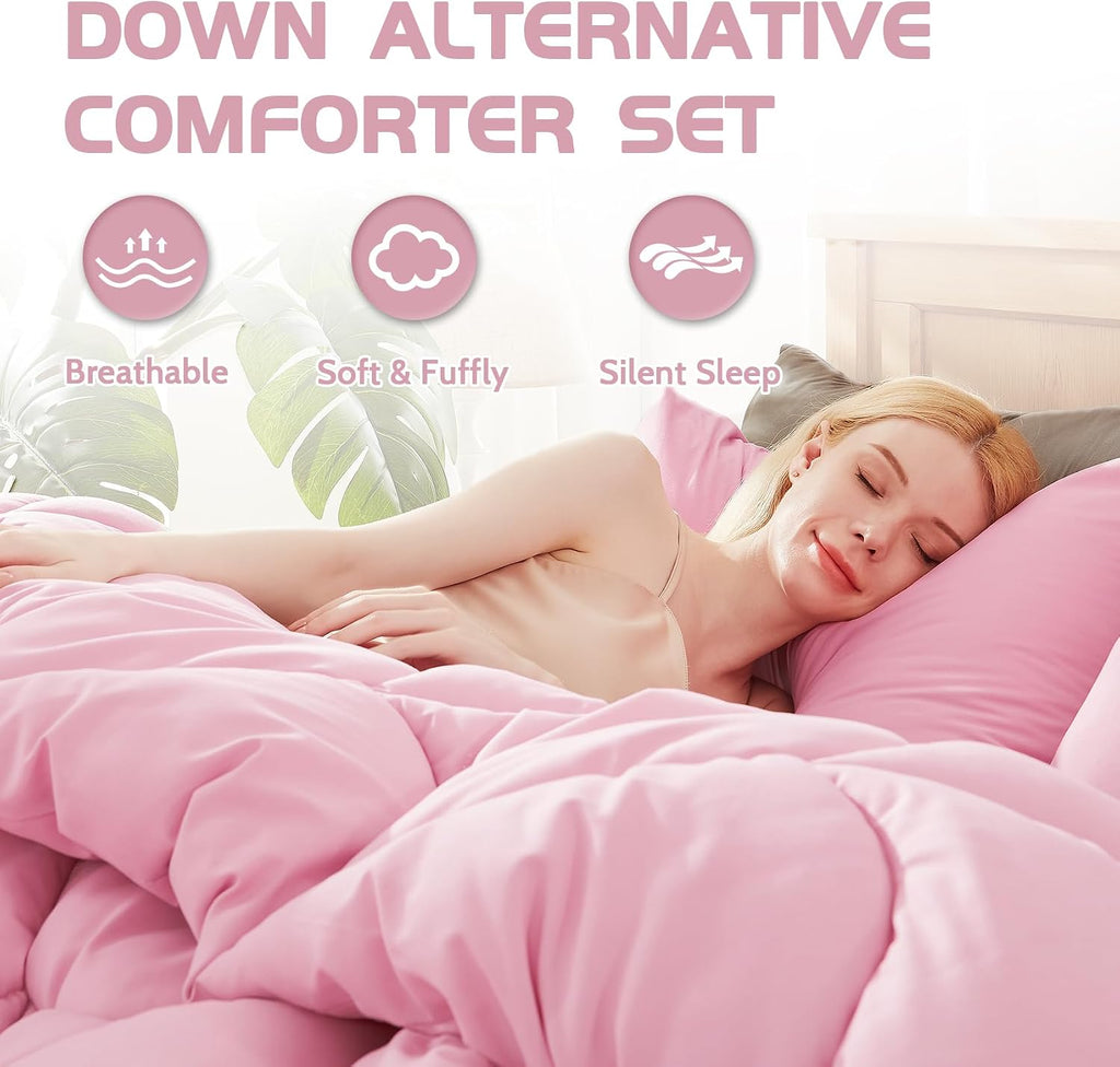 Lightweight 3 Pieces Comforter Set Queen Quilted Duvet Insert - Set of 3