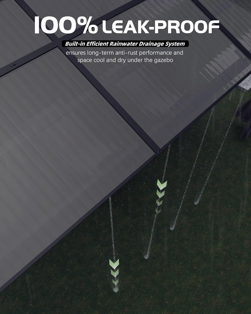 10' x 13' Hardtop Gazebo with Polycarbonate Double Roof, Aluminum Frame Permanent Pavilion with Curtains and Netting