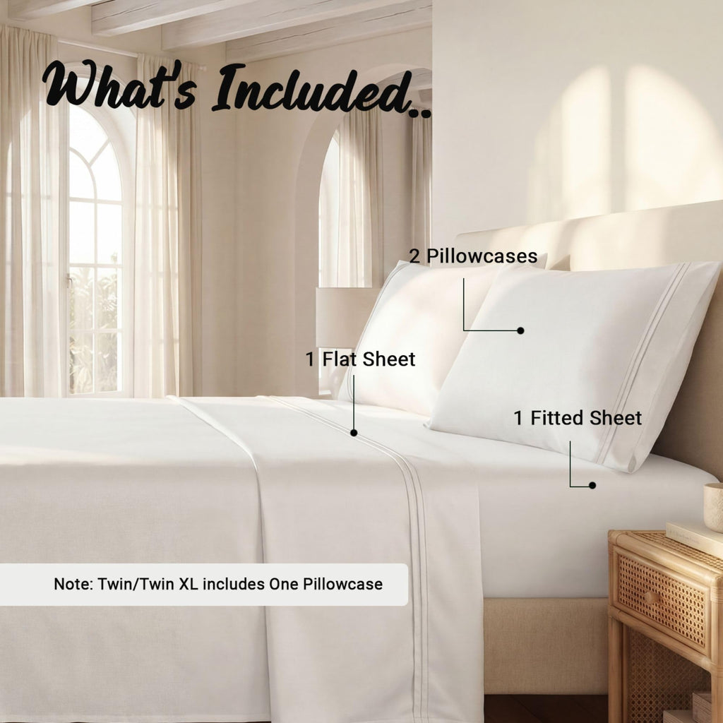 Egyptian Cotton 4 Piece Sheet Set, Luxury 1200 Thread Count, Eco-Friendly, Sustainable Sheets, Ultra-Soft Basics