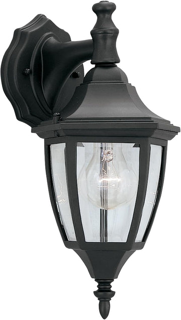 Waterbury Outdoor Light Fixture, 14.25 Inch Exterior Wall Lantern Sconce for Front Door, Patio and Porch, Black, 2461-BK