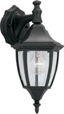 Waterbury Outdoor Light Fixture, 14.25 Inch Exterior Wall Lantern Sconce for Front Door, Patio and Porch, Black, 2461-BK