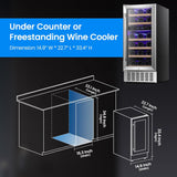 Wine Fridge 15" Wine Cooler Under Counter Beverage Refrigerator Beer Mini Fridge