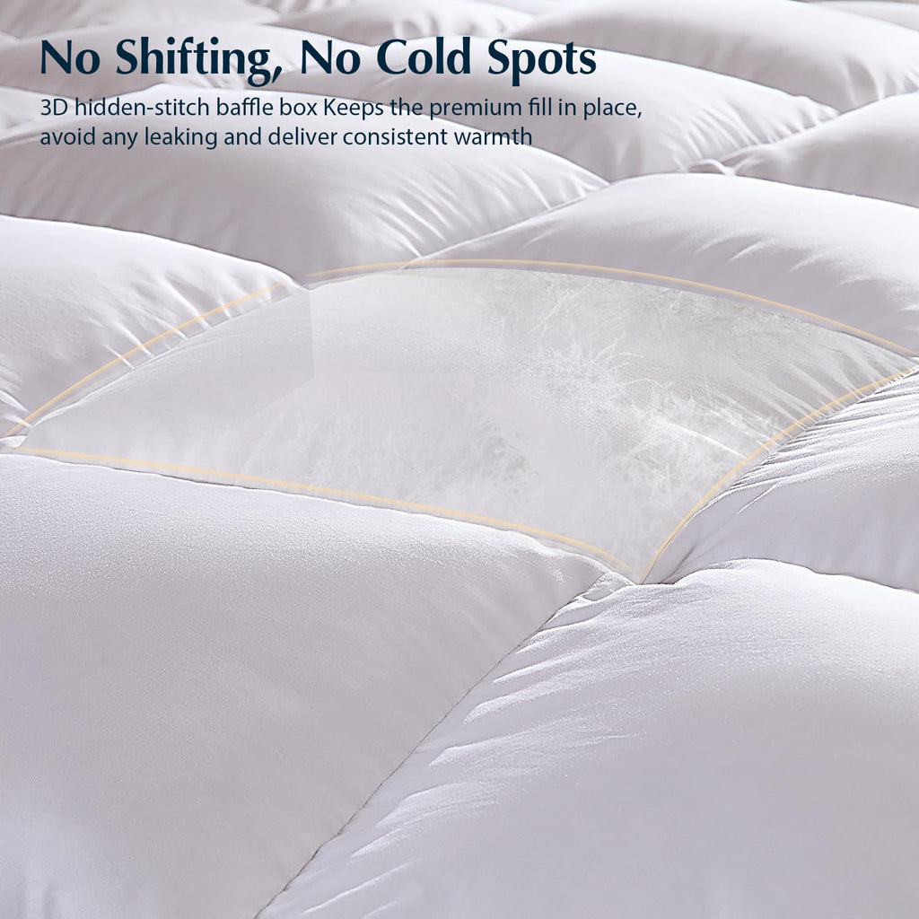 Goose Feather Down Fiber Comforters, Heavyweight Thickened Winter Duvet Insert, Ultra-Soft, Fluffy