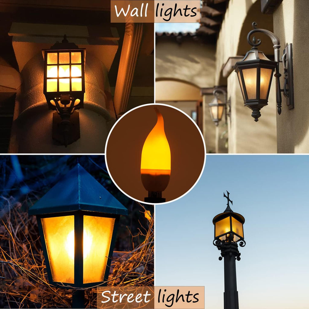 E12 Flame Bulbs 2 Packs, 3 Mode LED Candelabra 2.0 Watt Warm White Chandelier 1800k Candle Light Bulbs, Flame Tip for